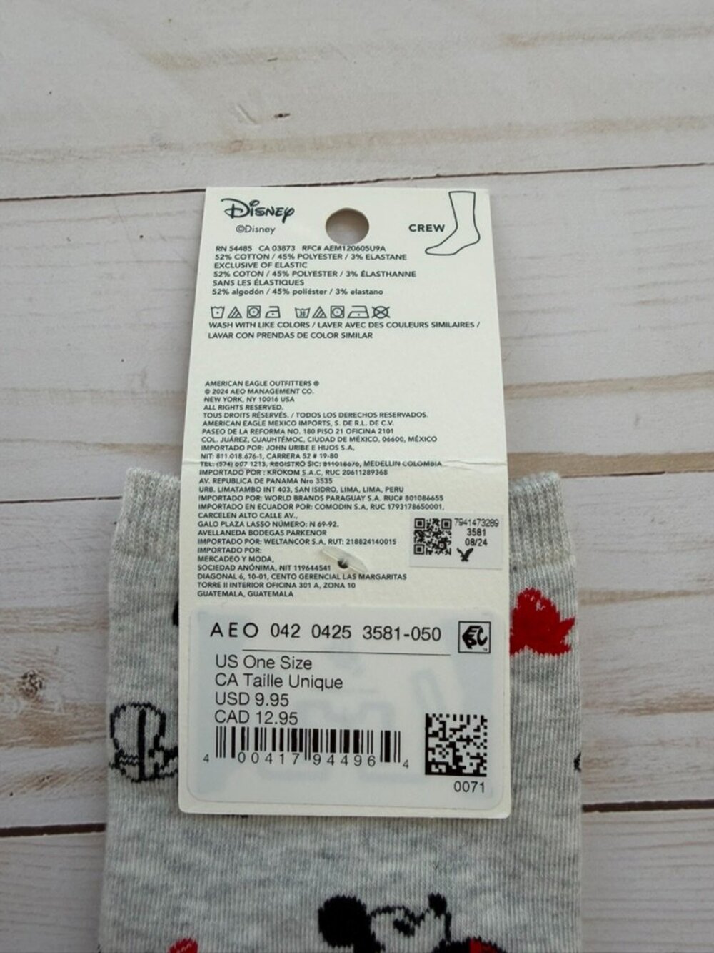 NWT American Eagle Mickey Mouse Crew Socks | Disney Licensed | One Size - Picture 4 of 7